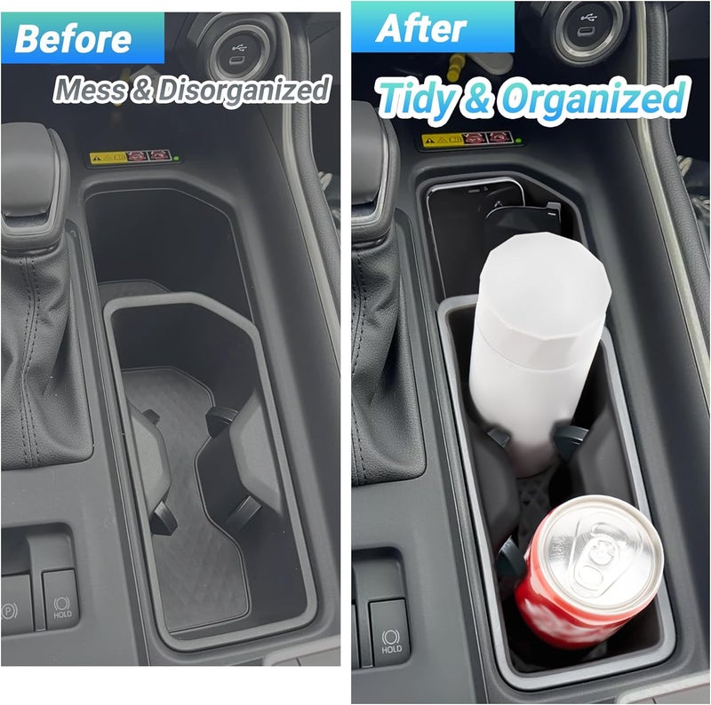 Sinminou Center Console Cup Holder Compatible with 2024-2026 Toyota Grand Highlander Interior Accessories, Silicone Gear Shift Panel Storage Box and Double Cup Holder - Image 3
